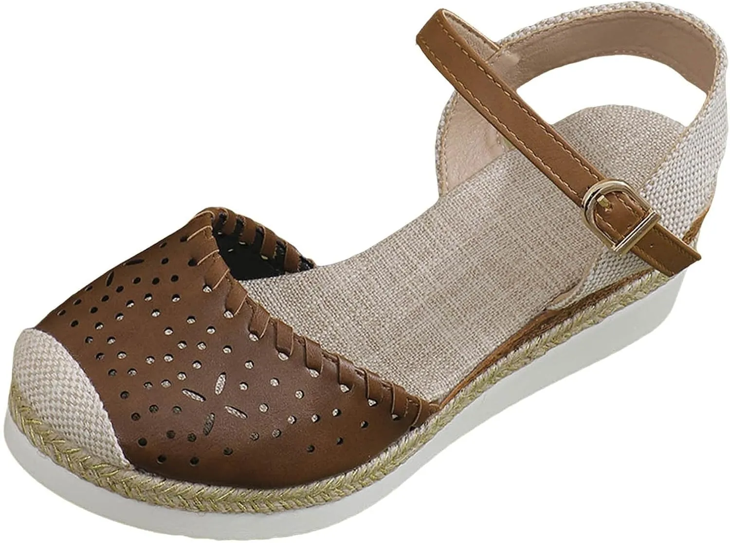 ZWRXW Closed Toe Sandals Women Arch Support Orthopedic Platform Wedge Sandals Buckle Ankle Strap Walking Sandal Boho Elegant Dressy Summer Shoes