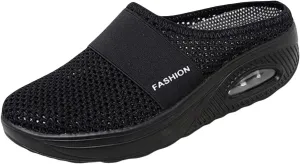 ZWRXW Mules for Womens Mens Walking Mules Sneakers Open Back Slip On Shoes with Arch Support Comfort Walking Shoes Breathable Slippers Closed Toe Slides Outdoor Casual Non Slip Orthopedic Sneakers