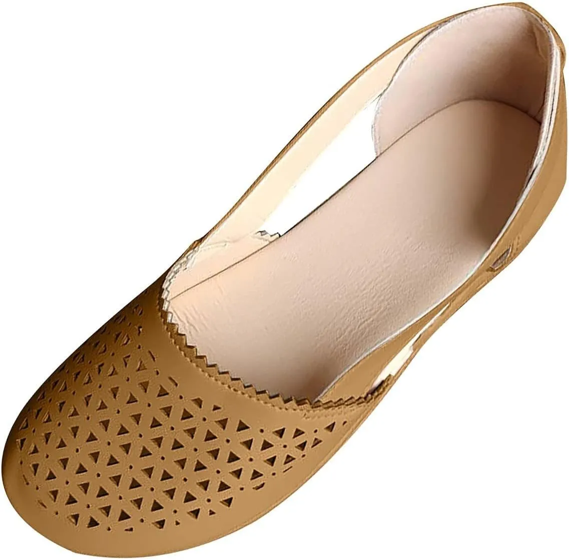 ZWRXW Sandals for Women Dressy Hollow Ballet Flats Round Toe Low Heels Lightweight Flats Sandals Casual Summer Slides Sandal Wedge Shoes Walking Shoes with Comfortable Plantar Fasciitis Arch Support